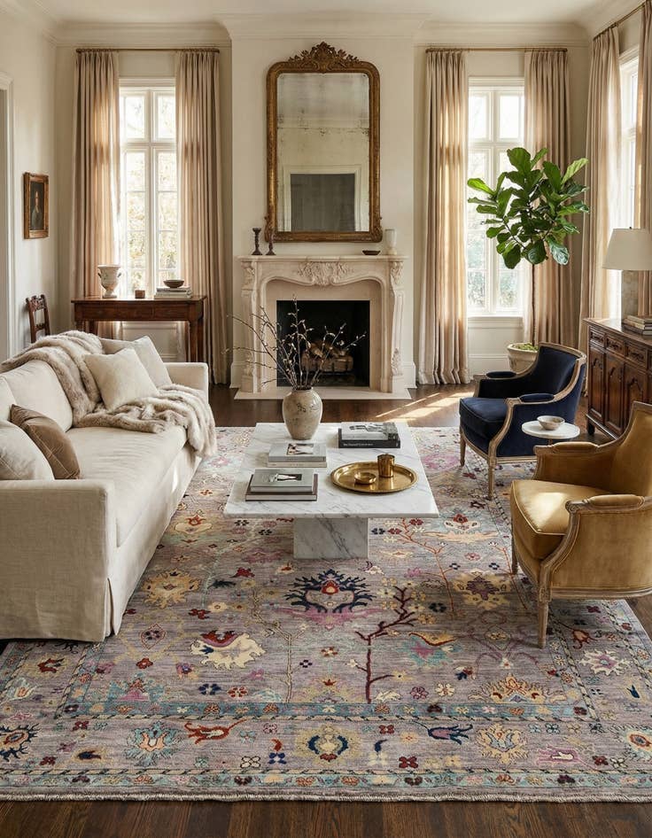 Detail image of 8' 2 x 10'  Hand Knotted Oushak Rug