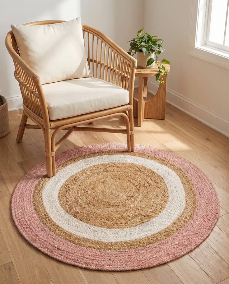 Detail image of 3' 1 x 3' 1 Handmade Braided Jute Round Rug