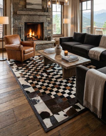 5' 1 x 8' 1 Cowhide Leather Rug