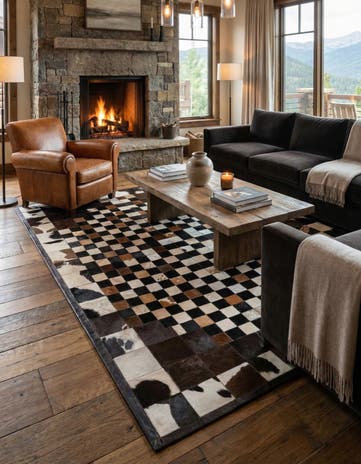 5' 1 x 8' 1 Cowhide Leather Rug