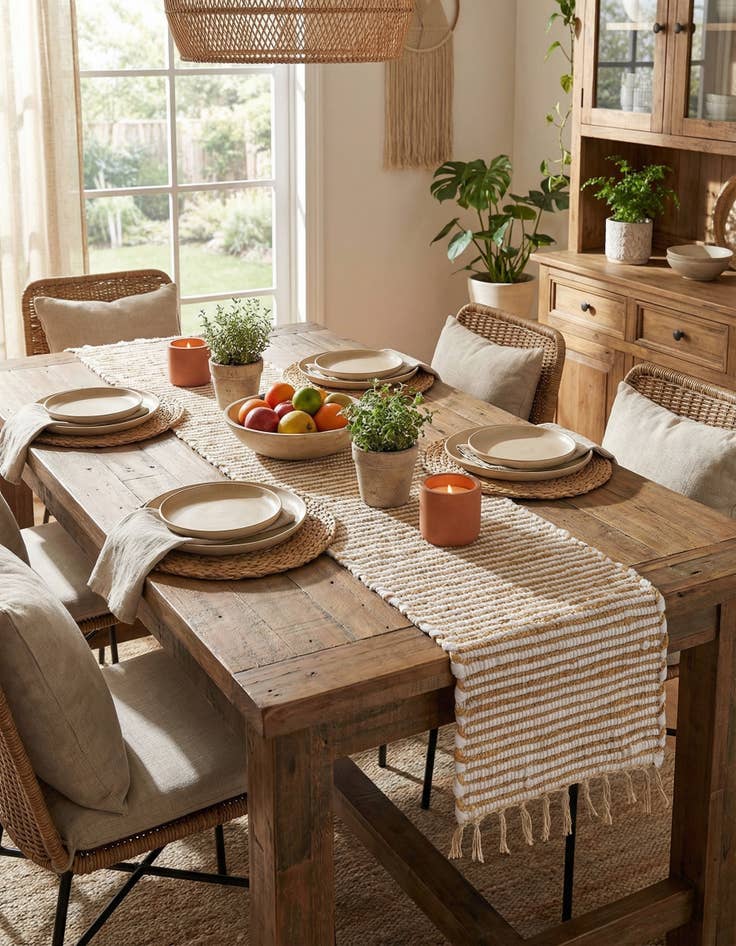 Detail image of  1' 2 x 5' 1  Hand Woven Chindi Jute Table Runner Rug