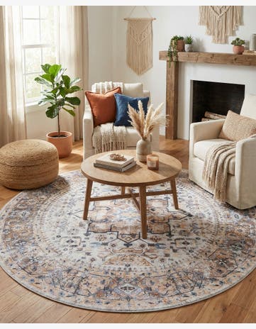 7' 10 x 7' 10 Washable Yara Round Rug