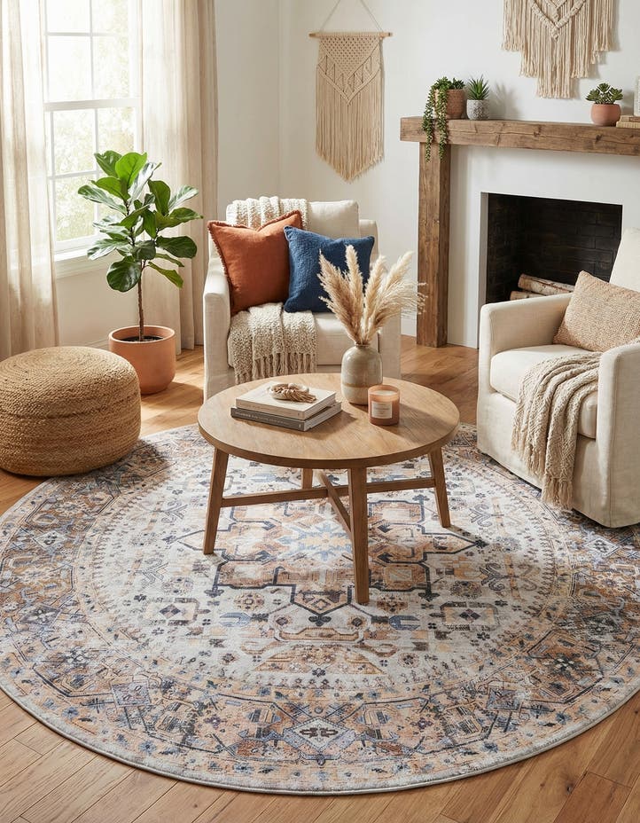 7' 10 x 7' 10 Washable Yara Round Rug