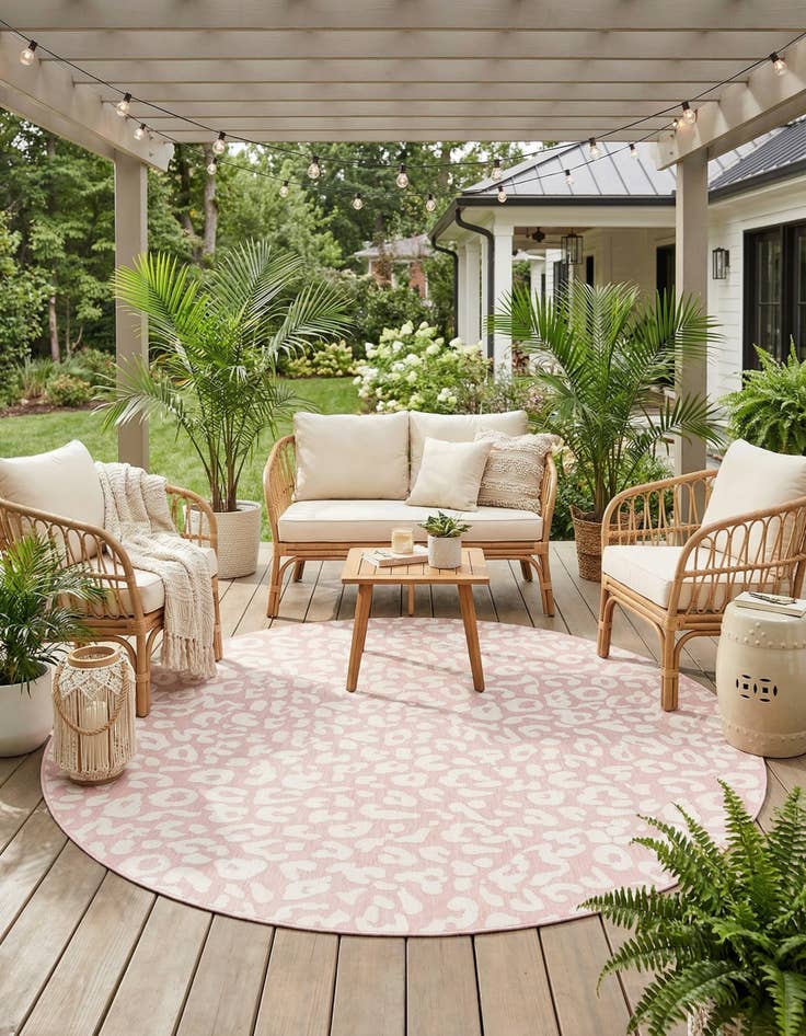 Detail image of 10' x 10'  Washable Safari Indoor / Outdoor Round Rug