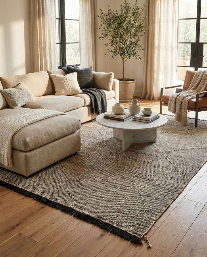 7' x 9' 6 Hand Knotted Moroccan Wool Rug