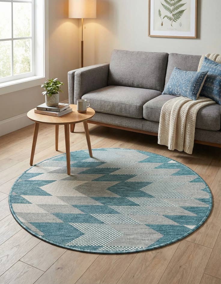 Detail image of 3' x 3'  Washable Modern Indoor / Outdoor Round Rug