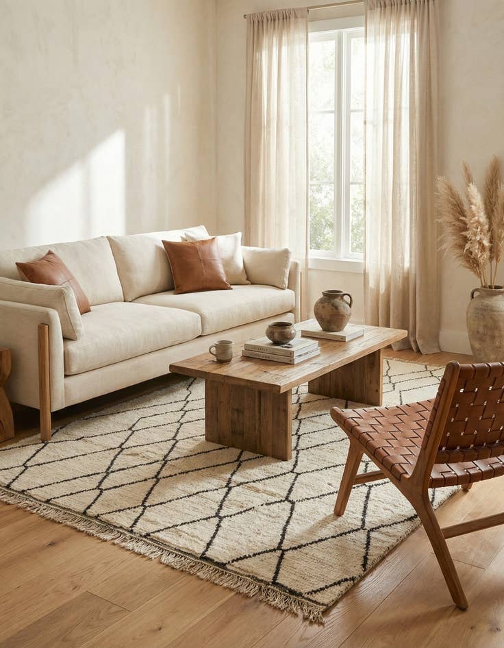 Detail image of 6' 3 x 9' 4  Hand Knotted Moroccan Wool Rug