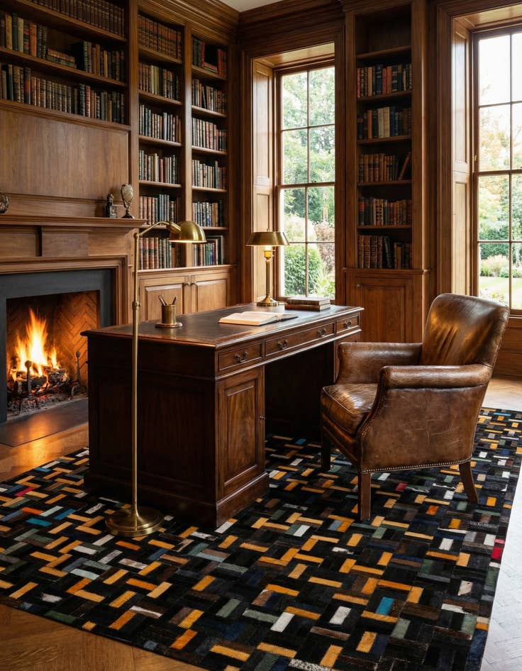 Detail image of  5' 1 x 7' 11 Cowhide - Patchwork Rug