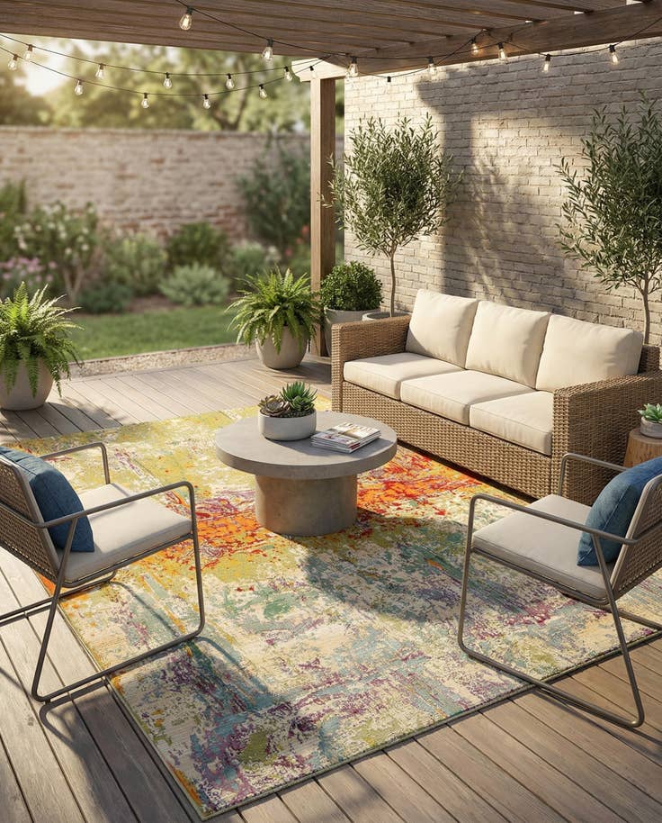 Detail image of 7' x 10' Easy-Clean Modern Indoor / Outdoor Rug