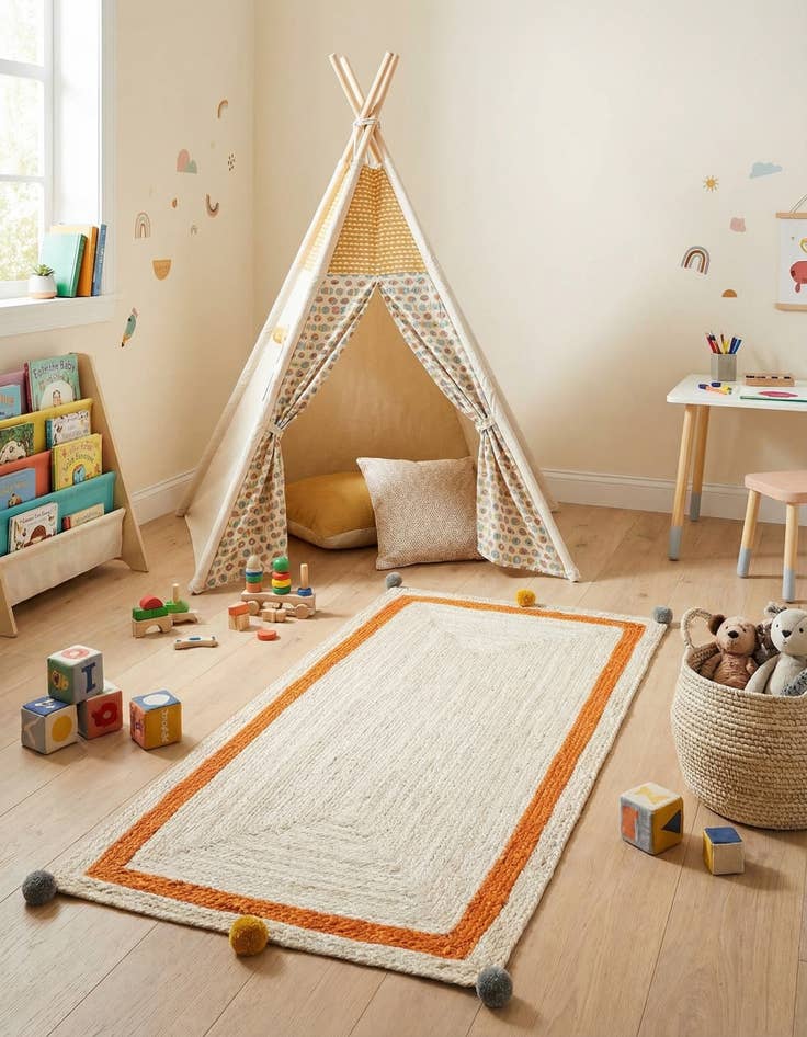 Detail image of 2' x 4' 1  Hand Braided Kids Braided Jute Runner Rug