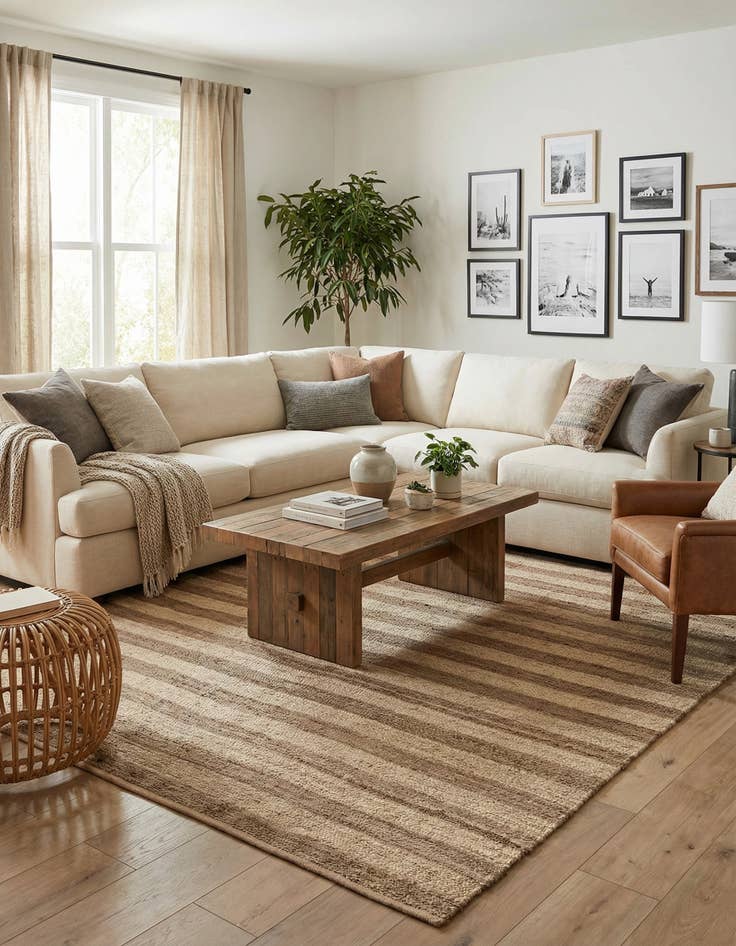 Detail image of 9' x 12'  Hand Braided Jute Rug