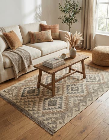 3' 6 x 5' 3 Hand Woven Kilim Maymana Wool Rug