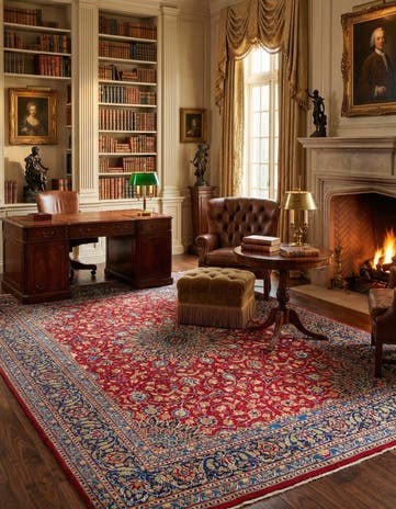 9' 7 x 13' Hand Knotted Kashmar Persian Wool Rug
