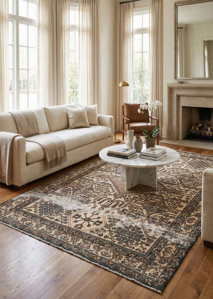 6' 6 x 9' 4 Hand Knotted Ultra Vintage Persian Wool Rug