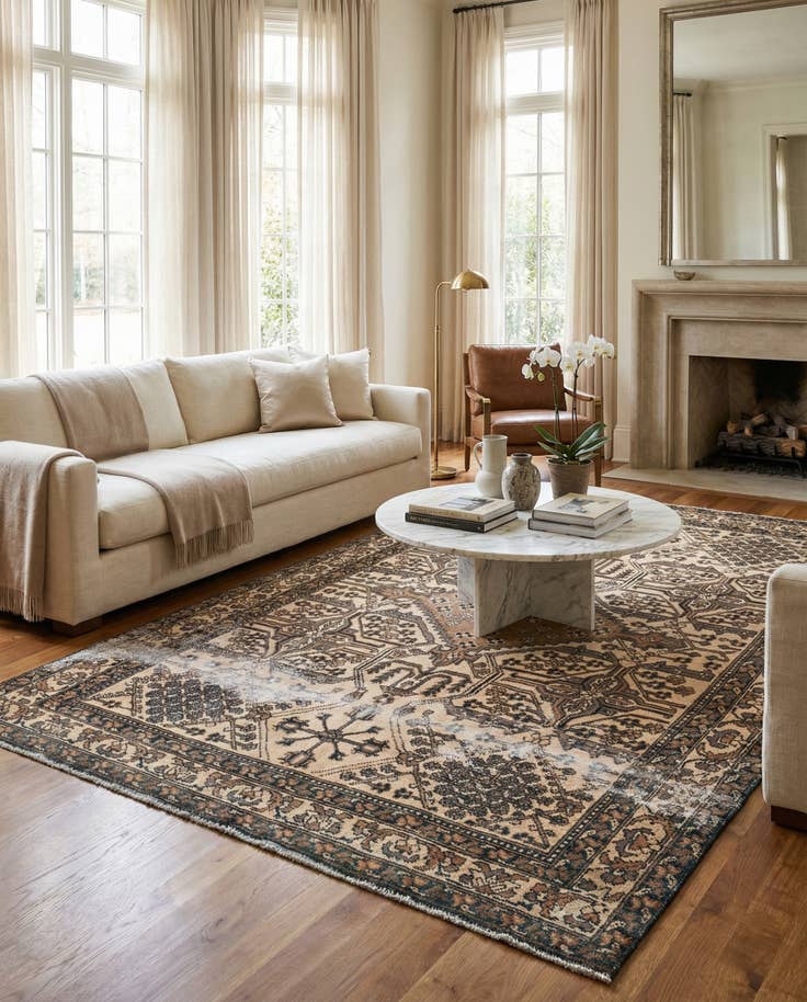 Detail image of 6' 6 x 9' 4 Hand Knotted Ultra Vintage Persian Wool Rug