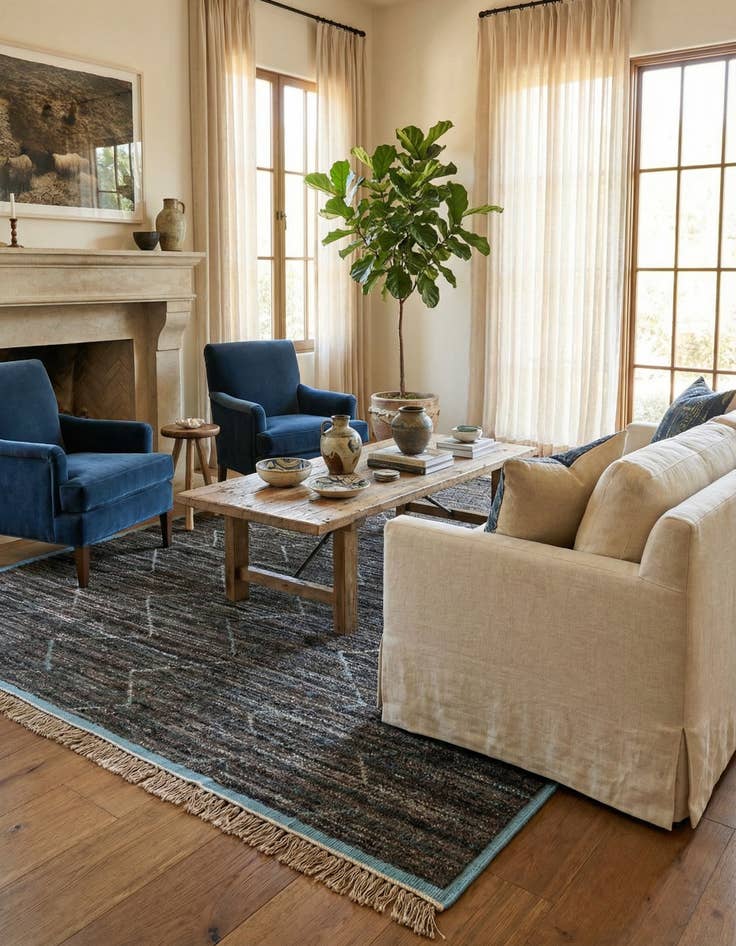 Detail image of 9' x 12' 8  Hand Knotted Moroccan Wool Rug