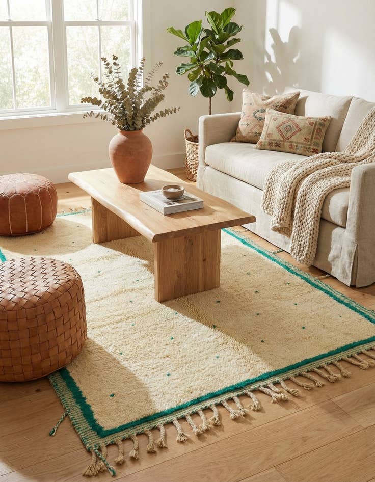 Detail image of 5' 2 x 8'  Hand Knotted Moroccan Wool Rug