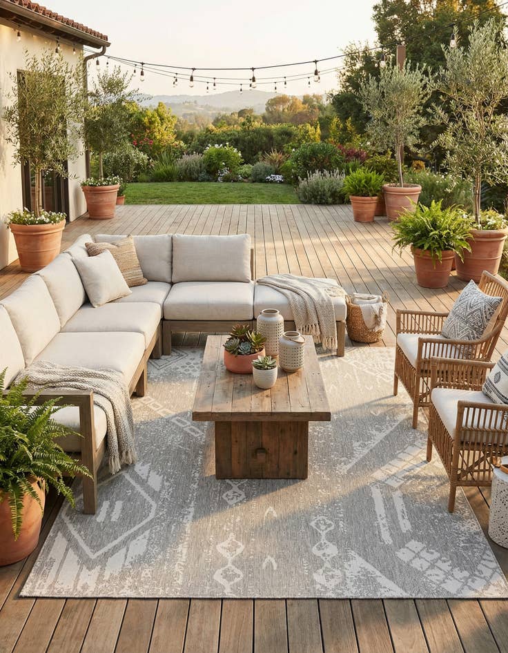 Detail image of 10' x 13' Easy-Clean Bohemian Indoor / Outdoor Rug