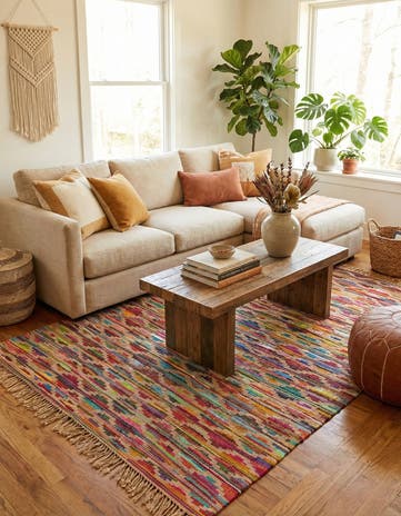 Hand Woven Chindi Trellis Rug