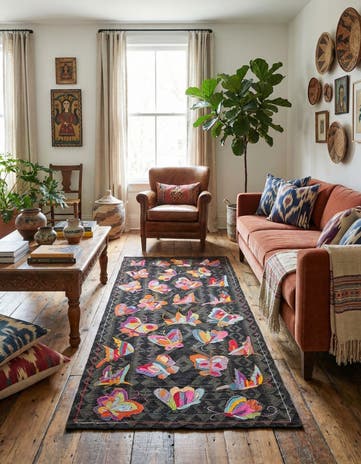 3' 1 x 6' 3 Hand Woven Kilim Suzani Wool Rug