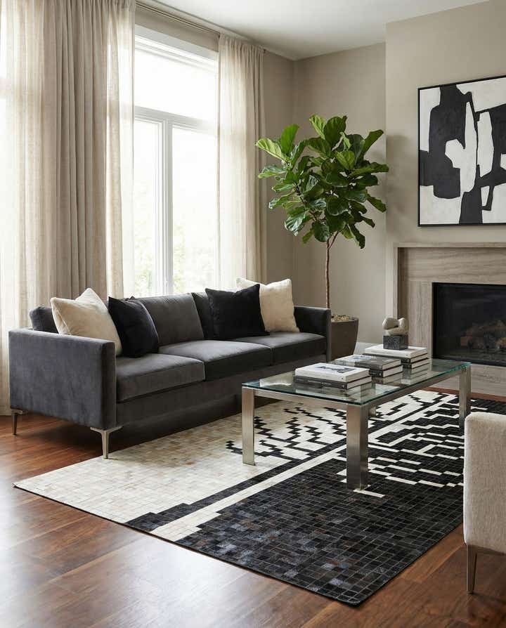 5' 2 x 8' 2 Cowhide Leather Rug