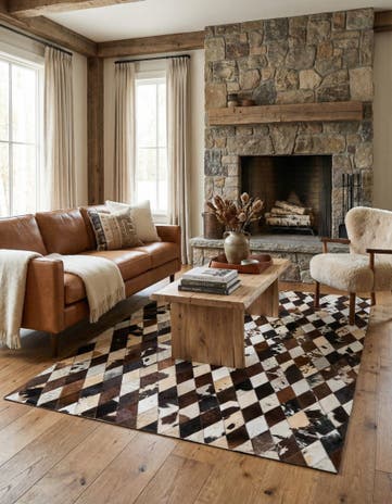 4' 8 x 6' 8 Cowhide Stocks Rug