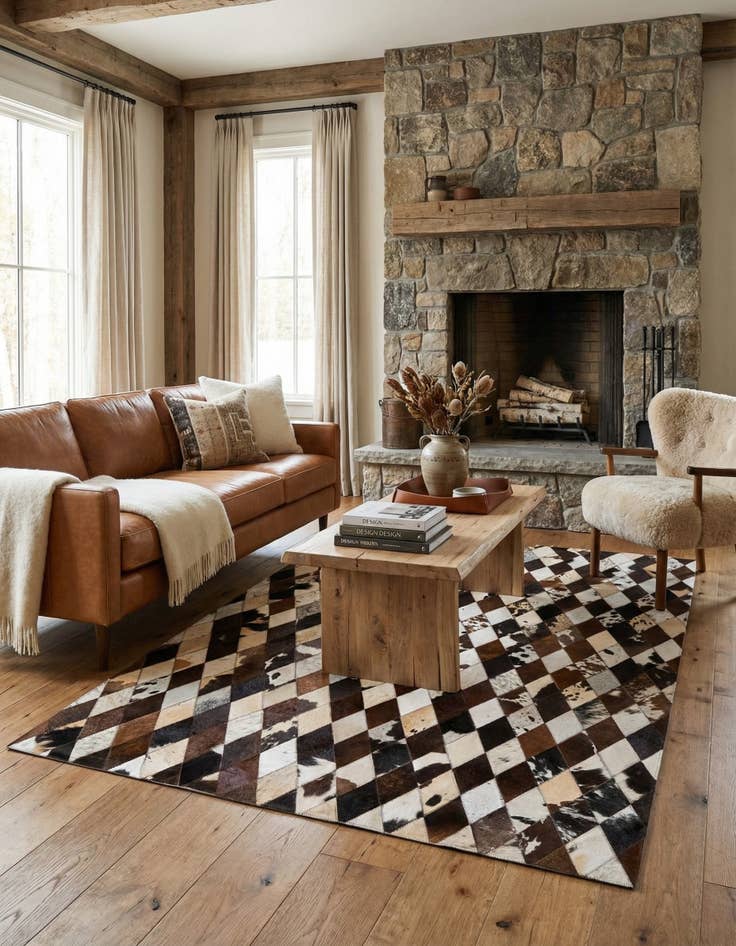 Detail image of 4' 8 x 6' 8 Cowhide Stocks Rug