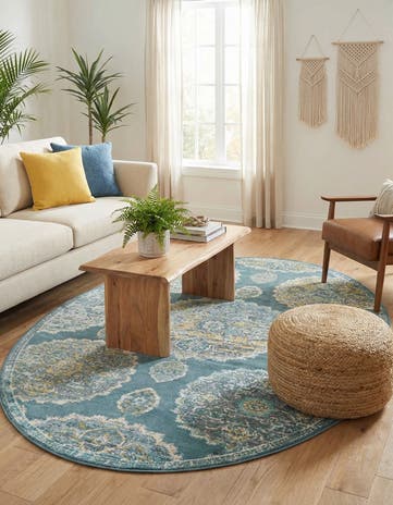 Gray and Blue Paragon Oval Rug