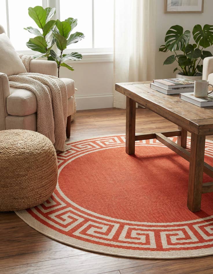 Detail image of 4' x 4' Easy-Clean Coastal Indoor / Outdoor Round Rug