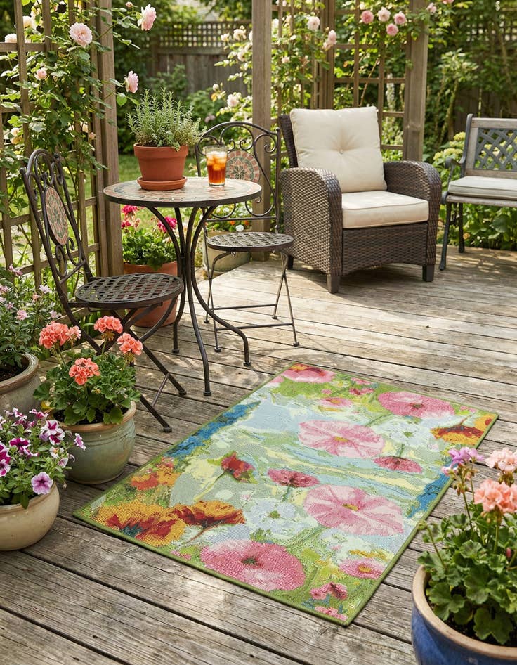 Detail image of 2' x 3'  Washable Botanical Indoor / Outdoor Rug