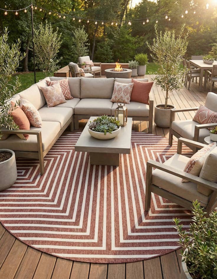 Detail image of 12' x 12'  Washable Modern Indoor / Outdoor Round Rug