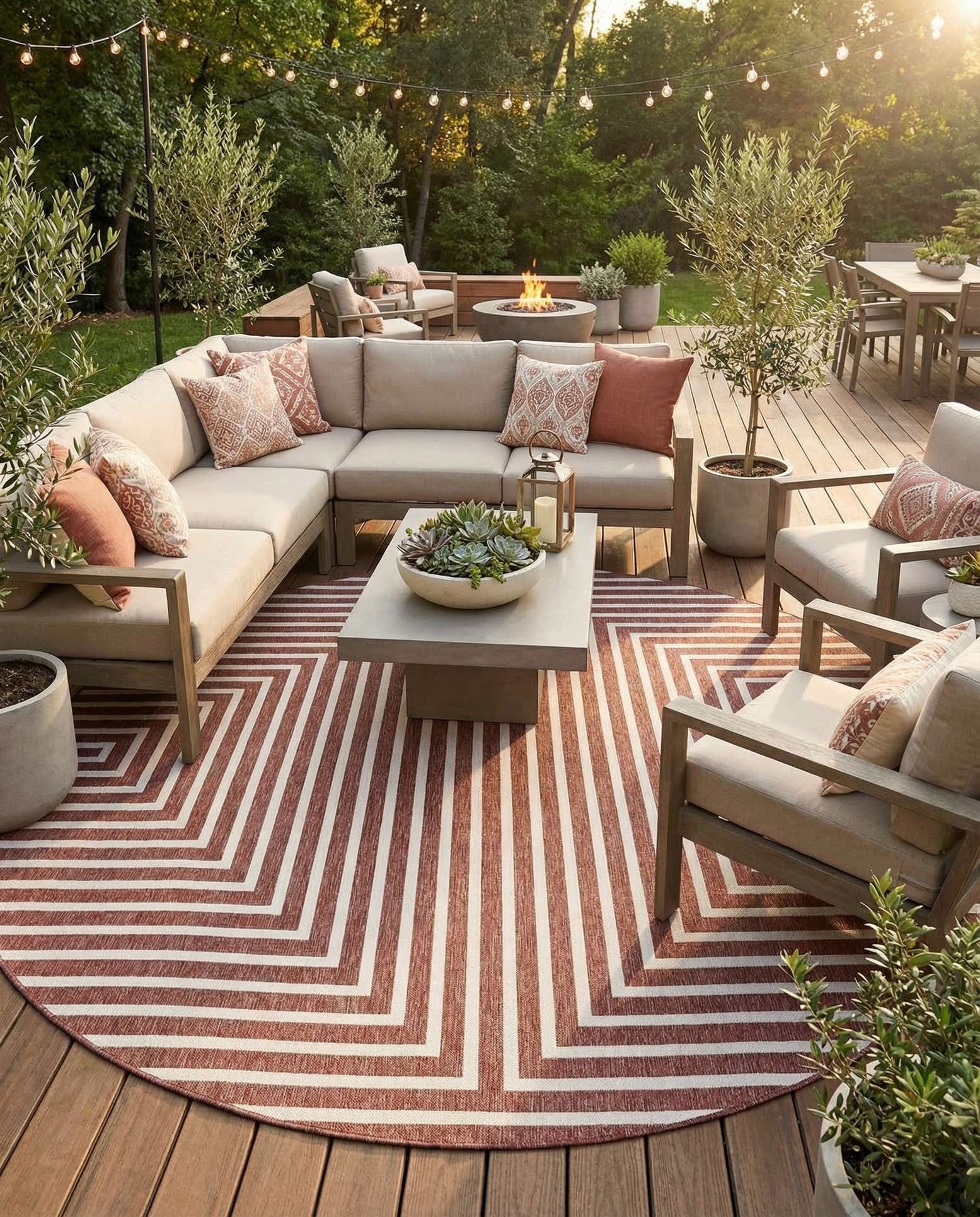 12' x 12' Easy-Clean Modern Indoor / Outdoor Round Rug