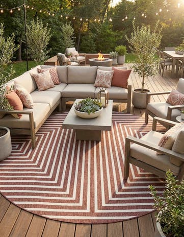 12' x 12' Easy-Clean Modern Indoor / Outdoor Round Rug