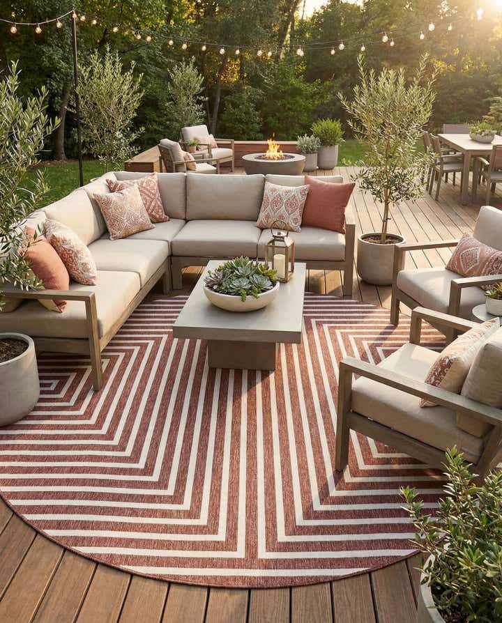 12' x 12' Easy-Clean Modern Indoor / Outdoor Round Rug