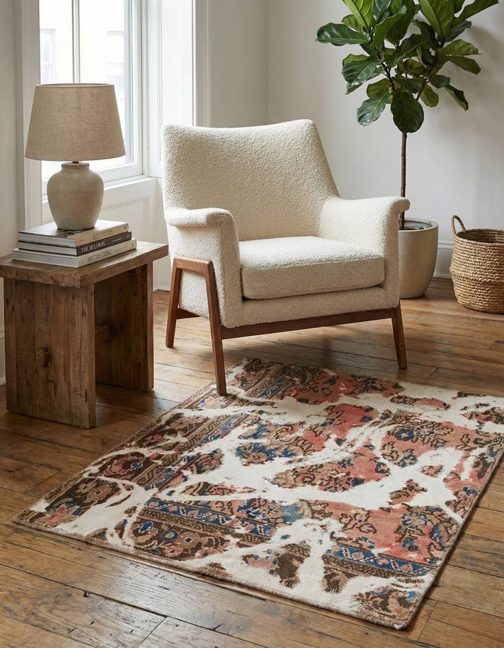 Detail image of 3' 3 x 3' 9  Hand Knotted Ultra Vintage Persian Wool Square Rug