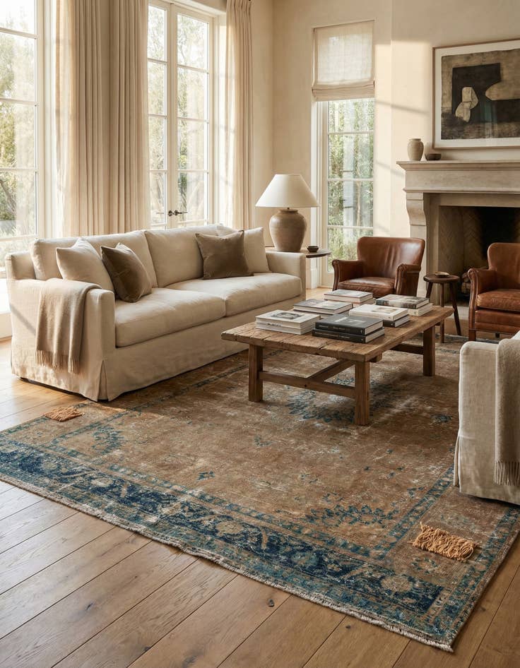 Detail image of  9' 9 x 11' 9  Hand Knotted Ultra Vintage Persian Wool Rug