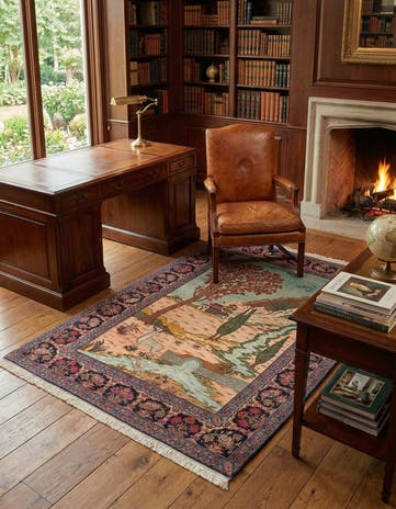 4' 8 x 6' 7 Kashan Wool Rug