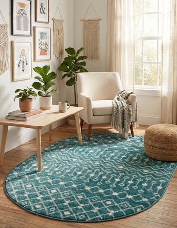 4' x 6' Moroccan Trellis Oval Rug