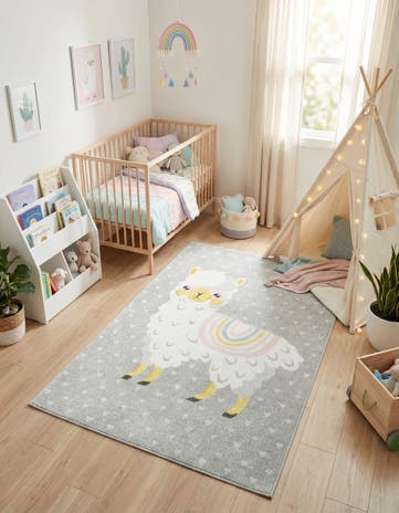 4' x 6' Llama Whimsy Kids Rug