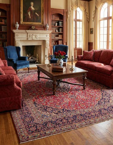 9' 9 x 12' 9 Hand Knotted Mashad Persian Wool Rug