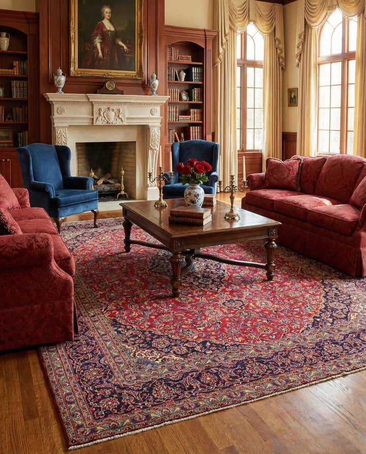 9' 9 x 12' 9 Hand Knotted Mashad Persian Wool Rug