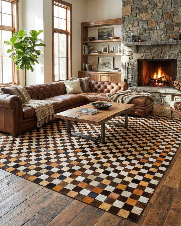 Detail image of 8' 2 x 9' 11 Cowhide - Patchwork Rug