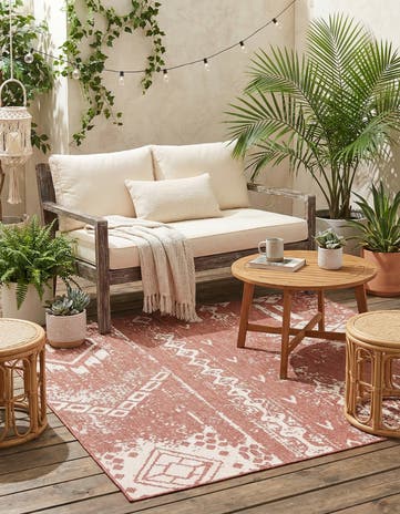 7' x 7' Easy-Clean Bohemian Indoor / Outdoor Square Rug