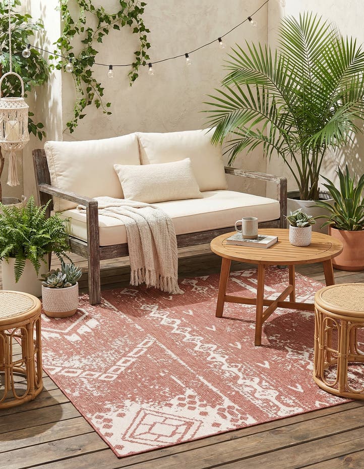 7' x 7' Easy-Clean Bohemian Indoor / Outdo...