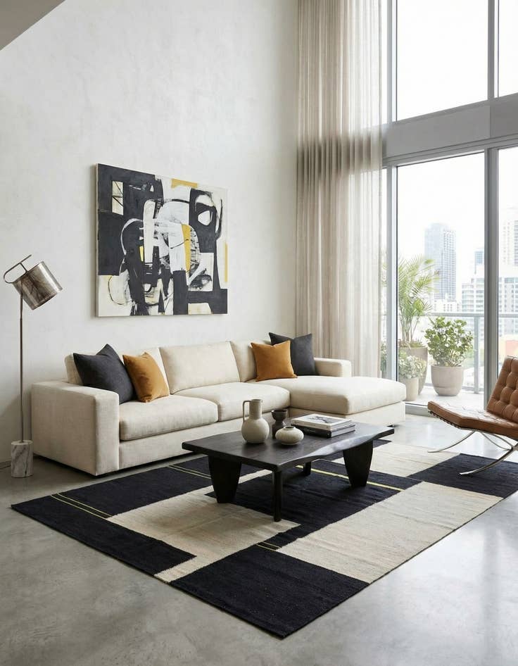 Detail image of 4' 1 x 5' 10  Hand Woven Kilim Modern Wool Rug