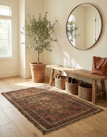 3' 5 x 4' 1 Hand Knotted Bakhtiar Persian Wool Rug