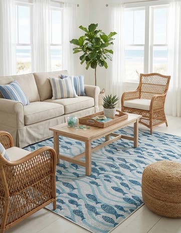 7' 10 x 10' Easy-Clean Coastal Indoor / Outdoor Rug
