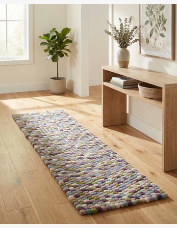 2' x 8' Felt Ball Wool Runner Rug