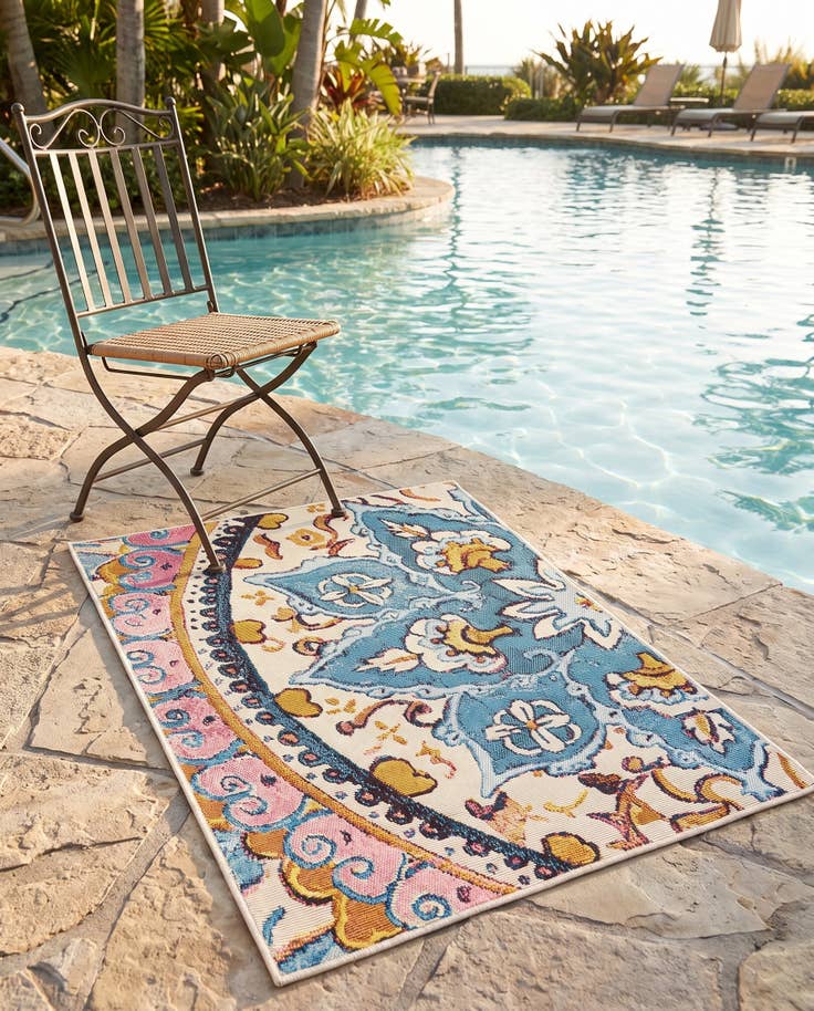 Detail image of 2' x 3' Easy-Clean Traditional Indoor / Outdoor Rug