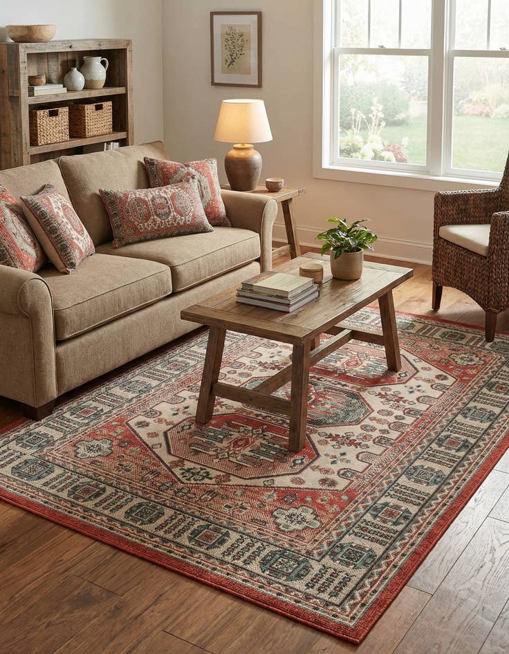 Detail image of 4' x 6' Easy-Clean Traditional Indoor / Outdoor Rug